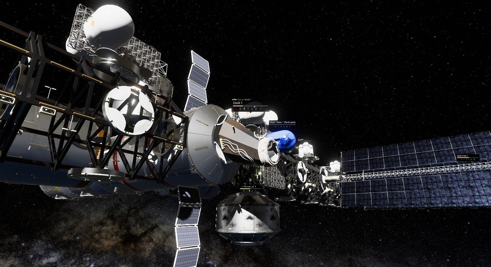 Close up of space station in Stable Orbit