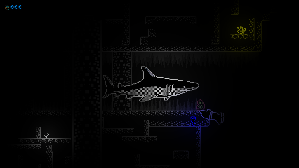 In Deep Ones' ZX-Spectrum-style environment, this shark looks like it's more at home on an Apple II.