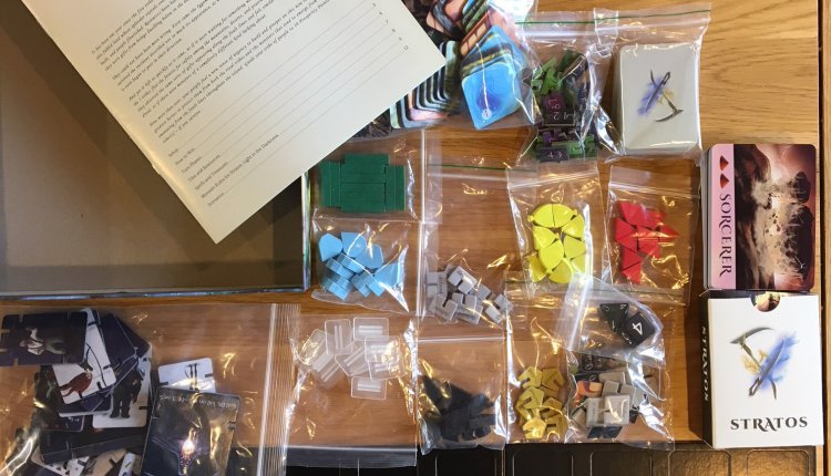 Stratos: A selection of the game's components.