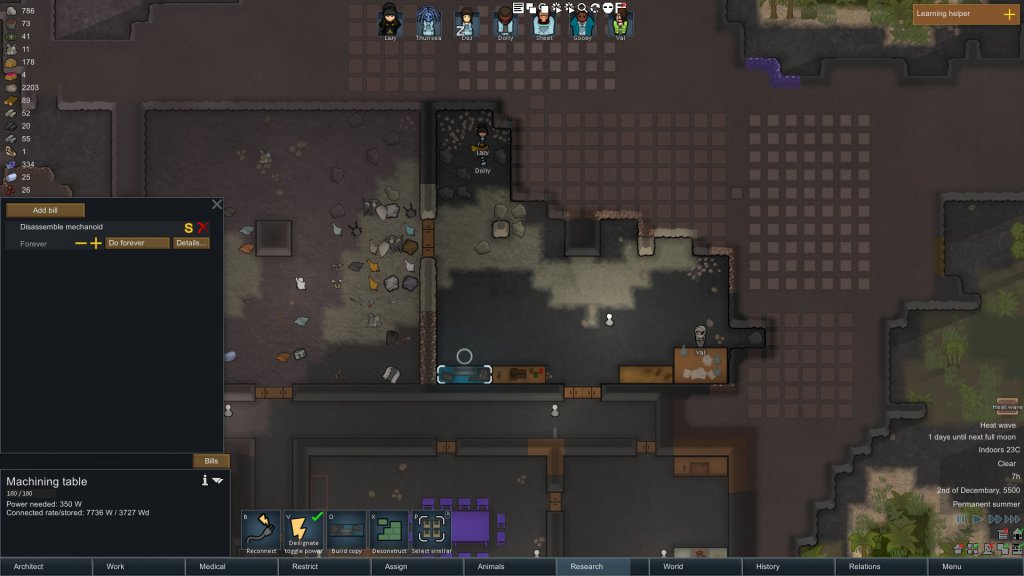 Crafting and Research in RimWorld Big Boss Battle (B3)
