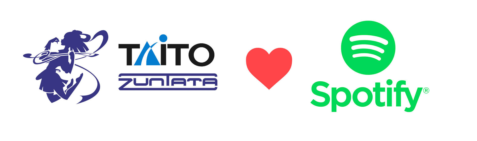 Taito, Zunata and Spotify's logos