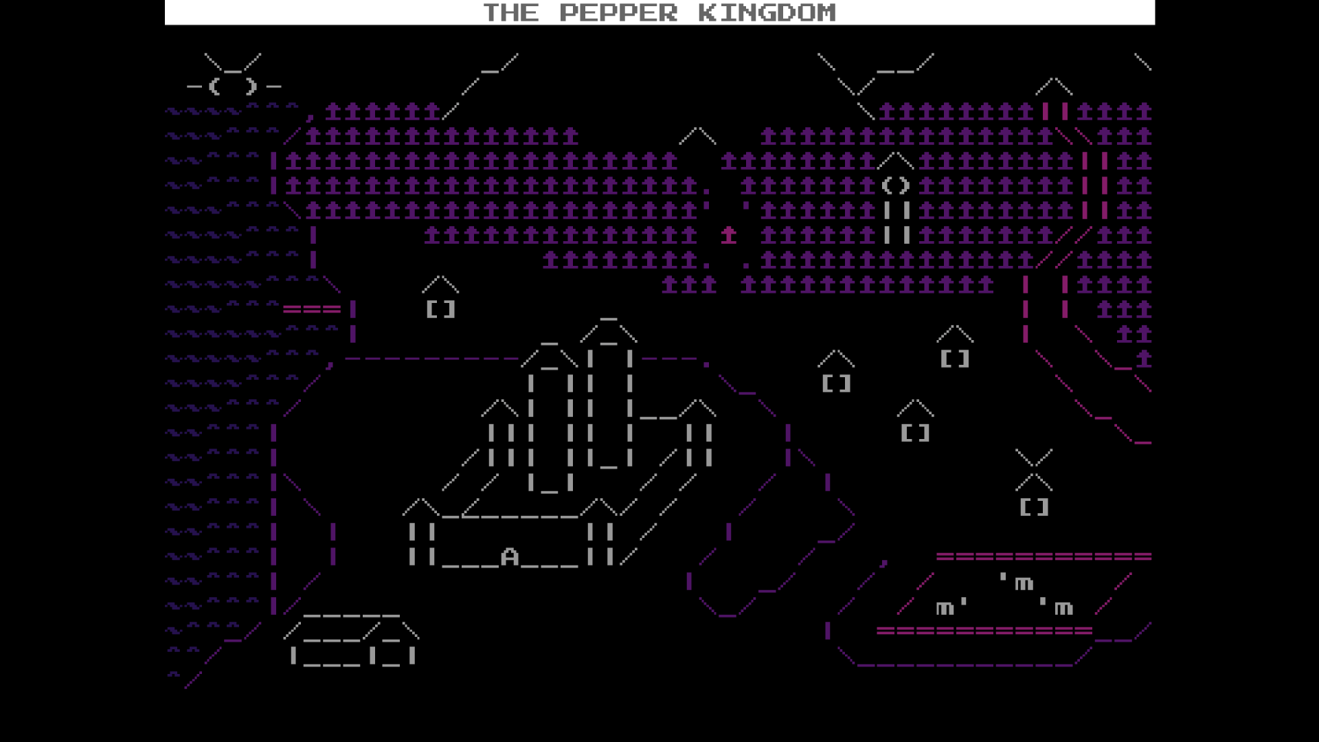 ASCII art map of The Pepper Kingdom in The Pepper Prince: Seasoning 1